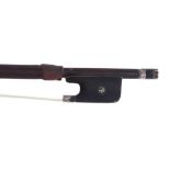 German silver mounted violoncello bow by and stamped Jul. Heinr. Zimmerman, the stick round, the