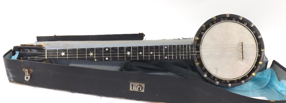 J.B. Dallas zither banjo, with rosewood and ebonised resonator, stamped J.B. Dallas Maker, 415