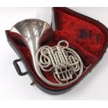 Good Boosey & Hawkes Imperial model silver plated double French horn, case