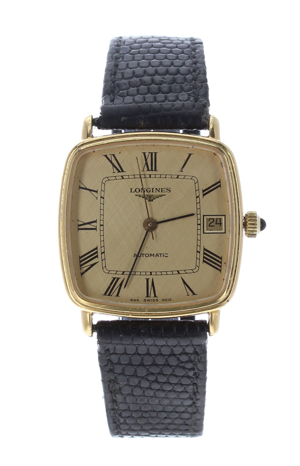 Longines automatic square cased gold plated and stainless steel gentleman's wristwatch, ref. 4442,