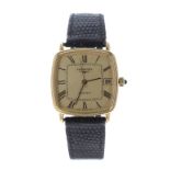 Longines automatic square cased gold plated and stainless steel gentleman's wristwatch, ref. 4442,