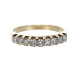 18k half eternity ring set with nine round brilliant-cut diamonds, band width 4mm, 2.8gm, ring