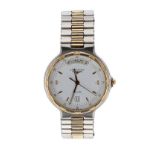 Longines Conquest two tone gentleman's bracelet watch, no. 21616461, white dial with hour markers,