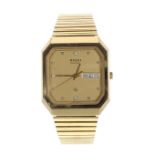 Rado Quartz octagonal gold plated and stainless steel gentleman's bracelet watch, ref. 114.3325.2,