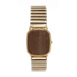 Raymond Weil 18k gold plated gentleman's bracelet watch, ref. 5317-5, brown dial, later gold