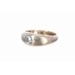 Edwardian 18ct solitaire diamond gentleman's band ring, old-cut, 0.75ct approx, clarity SI1-2,