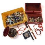 Collection of assorted costume and silver jewellery, watches, coral necklaces etc; together with a