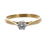 18ct solitaire round brilliant-cut ring, 0.20ct approx, 2.1gm, ring size L