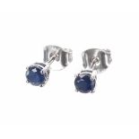 Pair of 9k white gold sapphire ear studs, 4mm