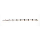 Attractive 9ct black and white diamond cluster link bracelet, 16.8gm, 8" long