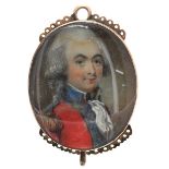 19th century oval portrait miniature, painted with the head and shoulders portrait of a military