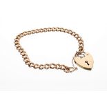 9ct curb link bracelet with a padlock clasp, 21.1gm, 7.5" long