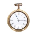 English 18th century verge pair cased gilt metal pocket watch, the movement signed Geo Edwards