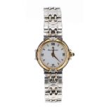 Maurice Lacroix bicolour lady's bracelet watch, ref. 59725, white dial, cabouchon crown, quartz,