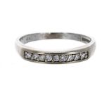 18k white gold nine stone diamond half eternity ring, band width 4mm, 3.4gm, ring size P