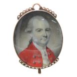 19th century oval portrait miniature, painted with the head and shoulders portrait of a military