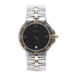 Raymond Weil Geneve Parsifal bicolour gentleman's bracelet watch, ref. 9190, circular black dial,