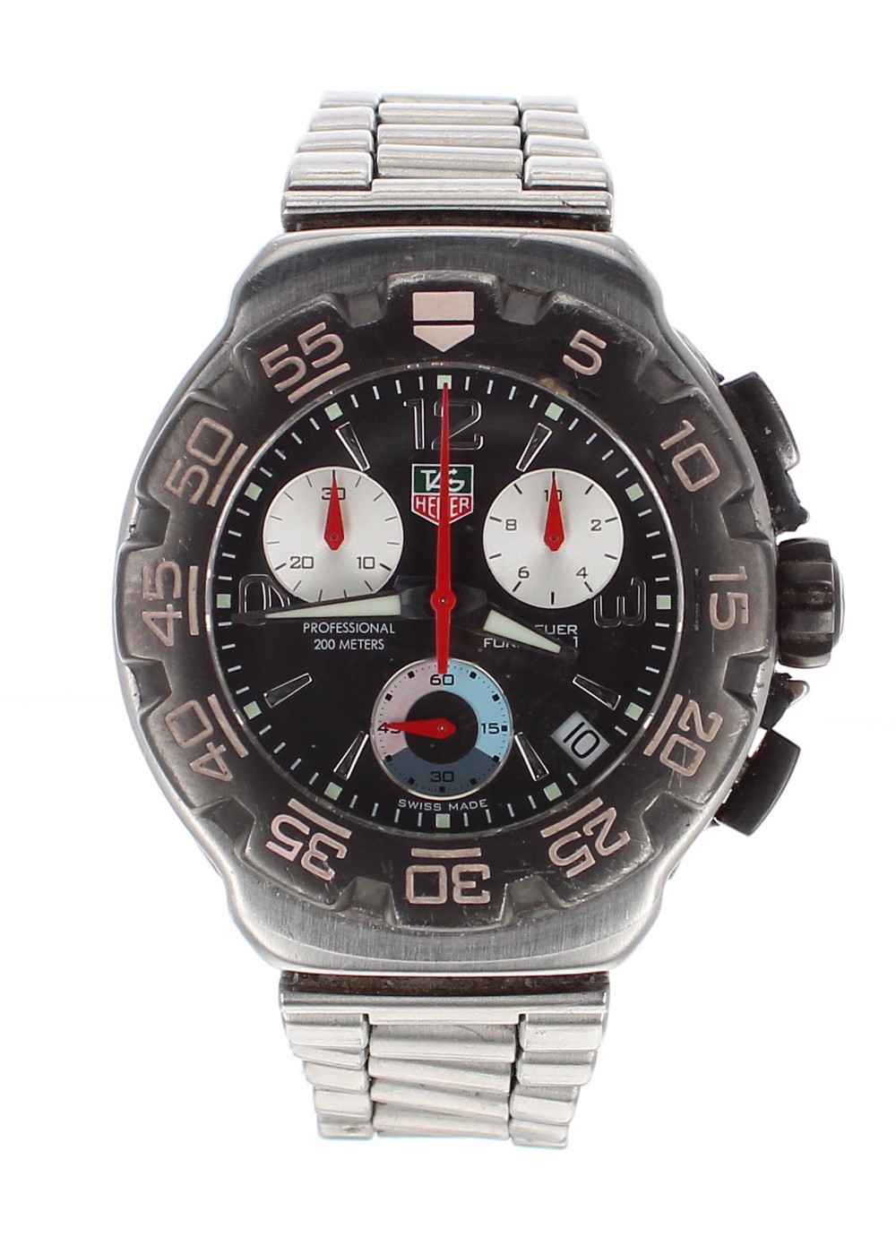 Tag Heuer Formula 1 Professional 200m Chronograph stainless steel gentleman's bracelet watch, ref.