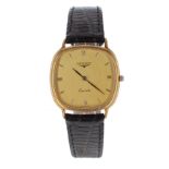 Longines Quartz square cased gold plated and stainless steel gentleman's dress watch, squared