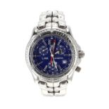 Tag Heuer Link Chronograph stainless steel gentleman's bracelet watch, ref. CT1110-0, blue dial with