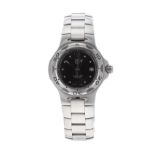 Tag Heuer Kirium stainless steel lady's bracelet watch, ref. WL131D, circular black dial, rotating