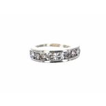 9k tinted diamond stepped design half eternity ring, round brilliant-cuts, estimated 1.00ct