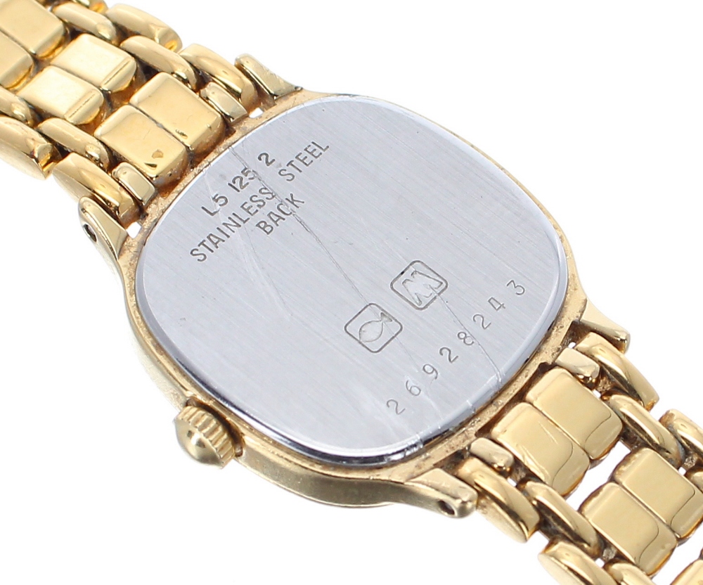 Longines square cased gold plated and stainless steel lady's bracelet watch, ref. L5 125 2, - Image 2 of 2