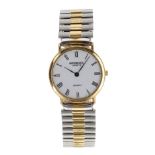 Raymond Weil gold plated gentleman's wristwatch, ref. 5508-2, circular white dial, later expanding