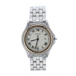 Cartier Cougar stainless steel gentleman's bracelet watch, ref. 187904, circular cream dial with