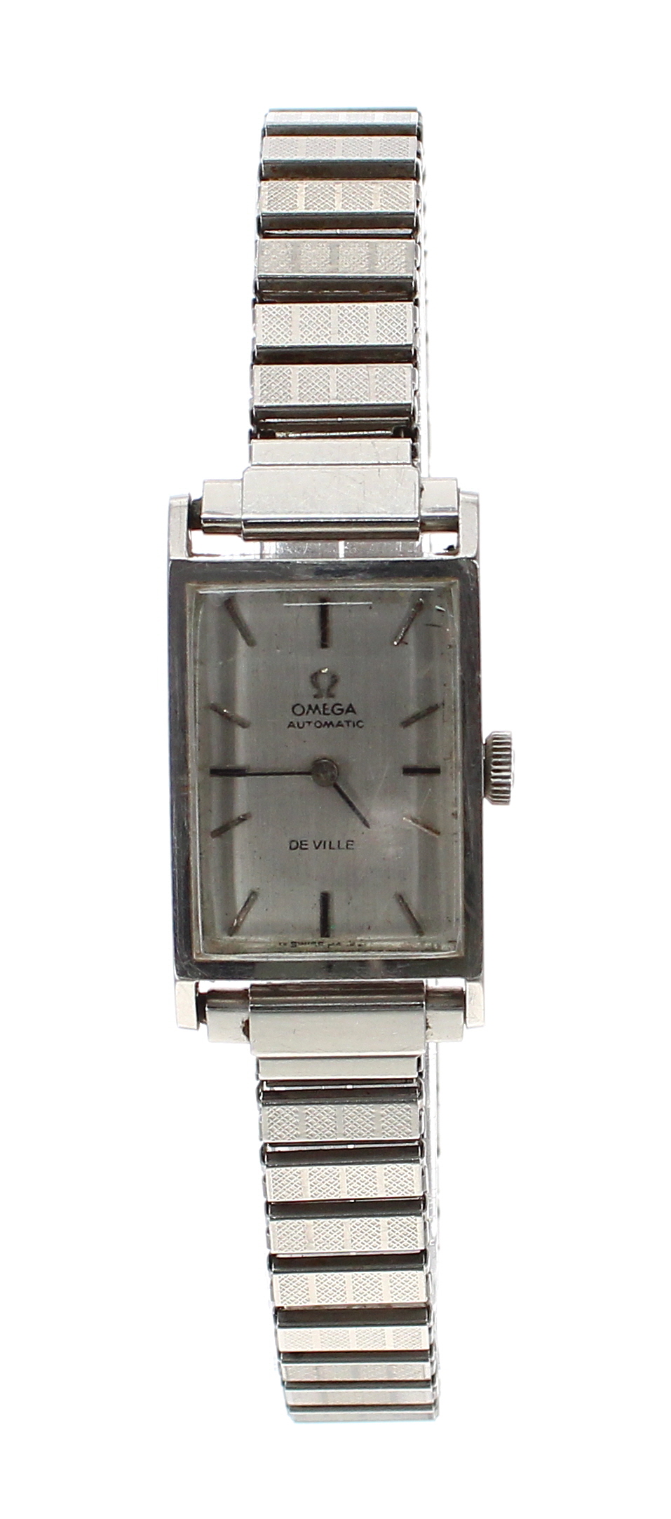 Omega DeVille automatic rectangular stainless steel lady's bracelet watch, ref. 551.015, circa 1964,