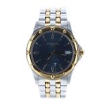 Raymond Weil Geneve Tango two tone gentleman's bracelet watch, ref. 5590, circular blue dial,