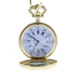 Royce modern gold plated and enamel hunter pocket watch, 47.5mm