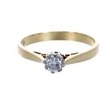 18ct and platinum solitaire diamond ring, round brilliant-cut 0.20ct approx, 2.5gm, ring size M