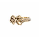 18ct knot design ring, Birmingham 1917, band width 11mm, 6.2gm, ring size S/T