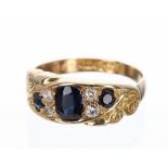 Edwardian 18ct sapphire and diamond ring, Chester 1903, 7.5mm, 4.6gm, ring size M