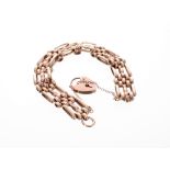 9ct rose gold gate bracelet with engraved padlock clasp, 19.4gm, 6.5" long