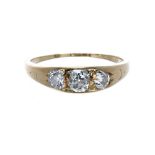 18k three stone old-cut diamond ring, 0.50ct approx, 2.7gm, ring size J/K