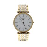 Longines La Grande Classique gold plated gentleman's bracelet watch, ref. L4 709 2, circular white