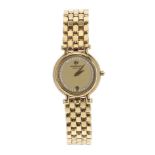 Raymond Weil gold plated lady's bracelet watch, ref. 9937, circular champagne diamond set dial,