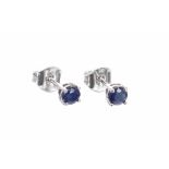 Pair of 9k white gold sapphire ear studs, 4mm