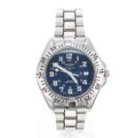 Breitling Quartz stainless steel gentleman's bracelet watch, ref. A50735, serial no. 8594, blue dial