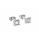 Pair of round brilliant-cut 9k white gold diamond ear studs, 0.20ct approx, 5mm