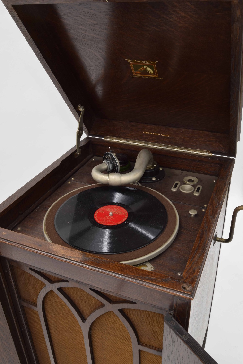 HMV wind-up cabinet gramophone with HMV no. 5A sound box, 37" high, 18.5" wide - Image 2 of 2