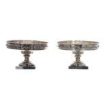 Pair of George V pedestal bon bon dishes with garland decoration, maker W & F Rabone, Birmingham