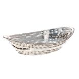 Victorian oval pierced silver basket, maker James Dixon & Sons, Sheffield 1895, 7.25" wide, 4.2oz t