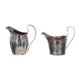 Georgian helmet shaped silver cream jug, maker Solomon Hougham, London 1794, 4.5" high. also a