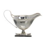 George V silver pedestal oval sauce boat, maker S Blackensee & Son Ltd, Birmingham 1919, 4.75" high,