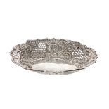 Late Victorian silver oval pierced dish, maker William Neale, Chester 1896, 6.75" wide, 5.5oz t