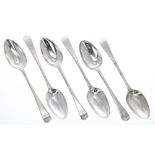 Set of six George III Old English pattern silver serving spoons, maker Patrick Robertson,