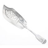 Victorian fiddle pattern silver fish slice, maker Samuel Hayne & Dudley Cater, London 1843, 12"